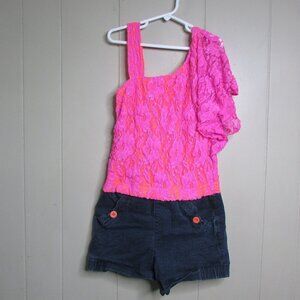 My Michelle One Piece Shorts Outfit 14 Blue Pink Orange
